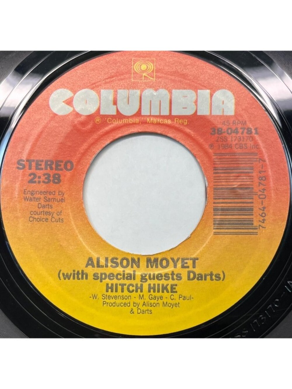 Alison Moyet Hitch Hike / Invisibe (feat. Darts) 45 Vinyl 80s Pop 1984 Columbia